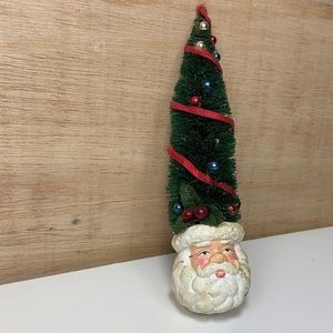 Vintage Christmas 🎄 MCM Bottlebrush Tree in Santa Head Holiday Decoration
